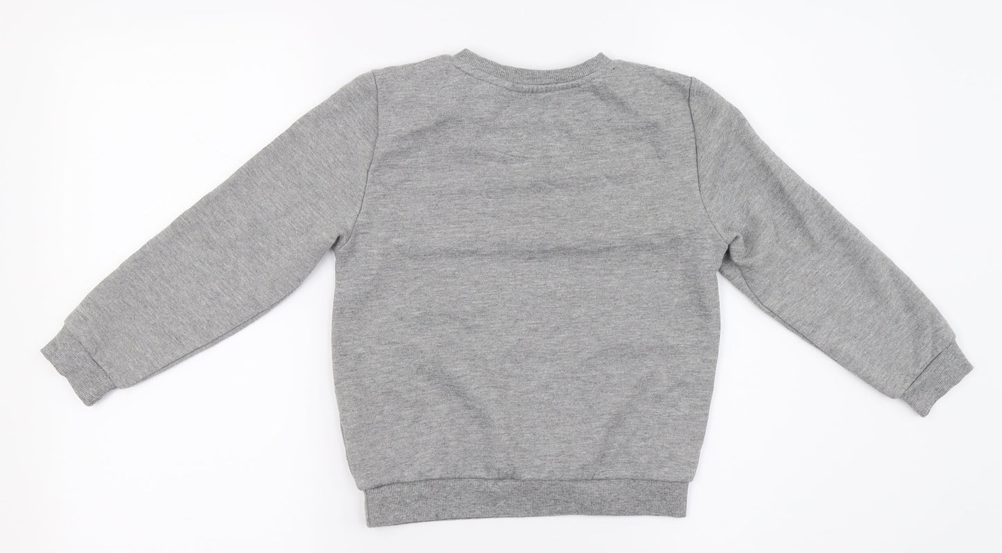 Primark Boys Grey   Henley Jumper Size 6-7 Years  - Writing on top