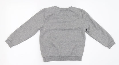 Primark Boys Grey   Henley Jumper Size 6-7 Years  - Writing on top