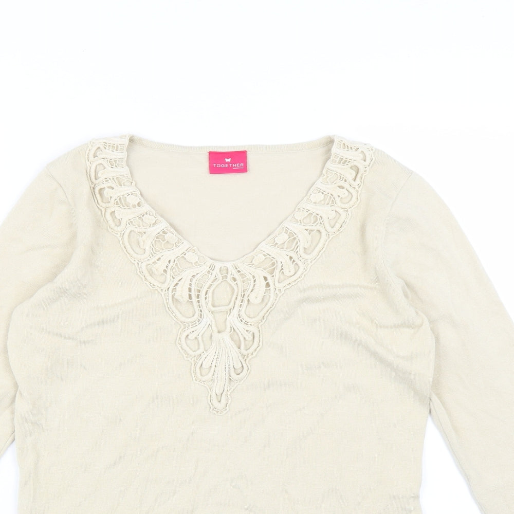 Together Womens Beige   Pullover Jumper Size XS