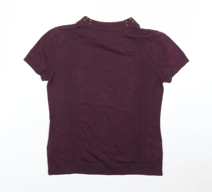 Womens UK Size 10 LIMITED Purple Basic T-Shirt