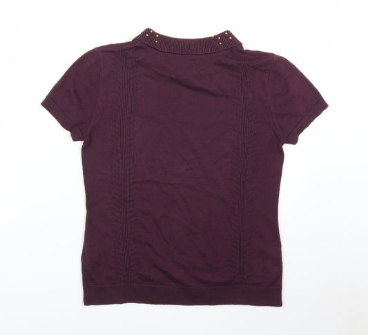 Womens UK Size 10 LIMITED Purple Basic T-Shirt