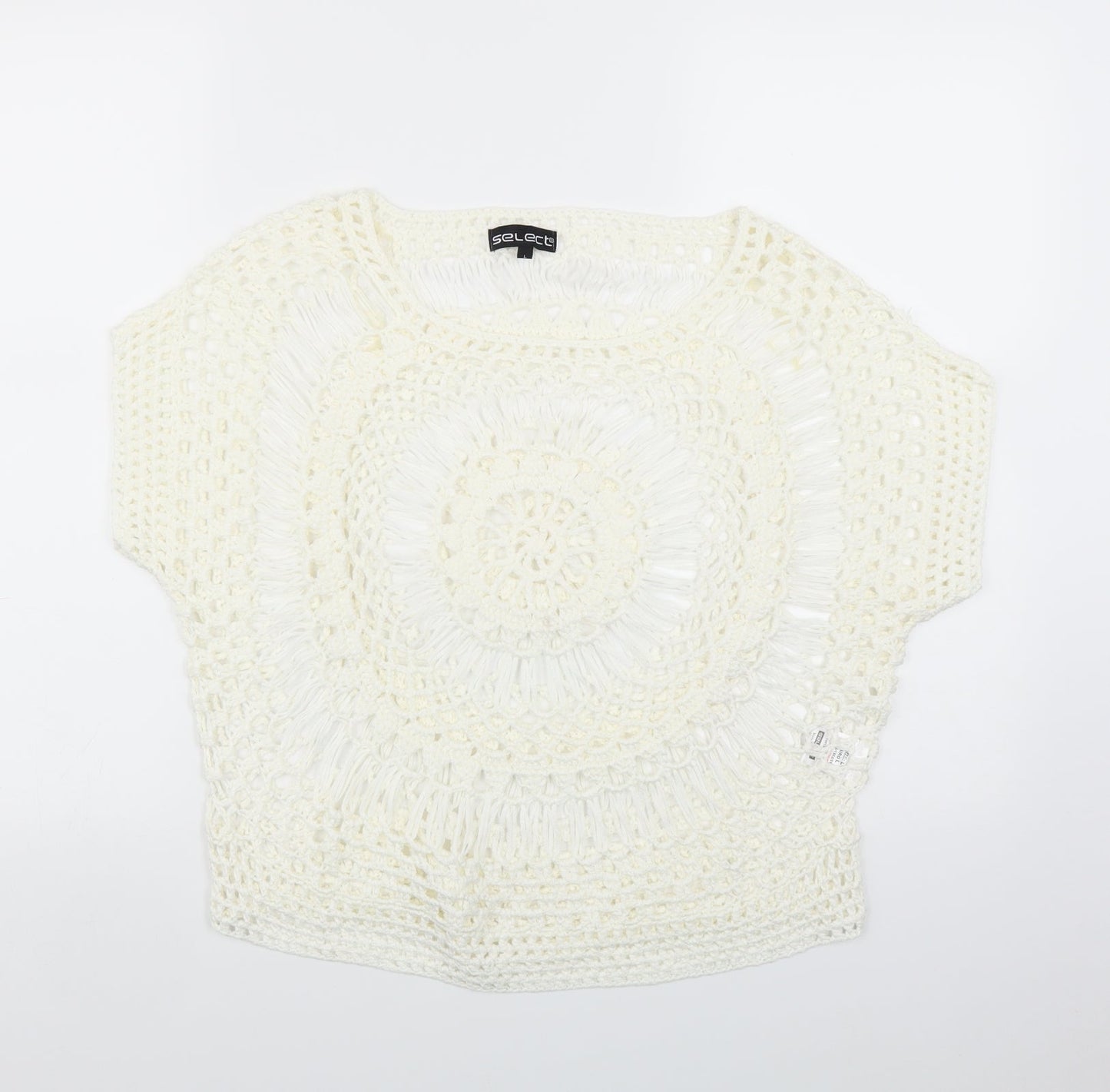 Select Womens White  Knit Pullover Jumper Size L