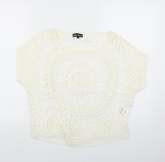 Select Womens White  Knit Pullover Jumper Size L