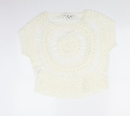 Select Womens White  Knit Pullover Jumper Size L
