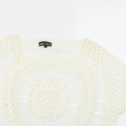 Select Womens White  Knit Pullover Jumper Size L