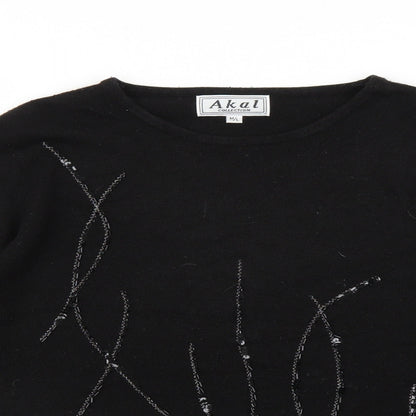 Close-up detail of Akal women’s black jumper, size M