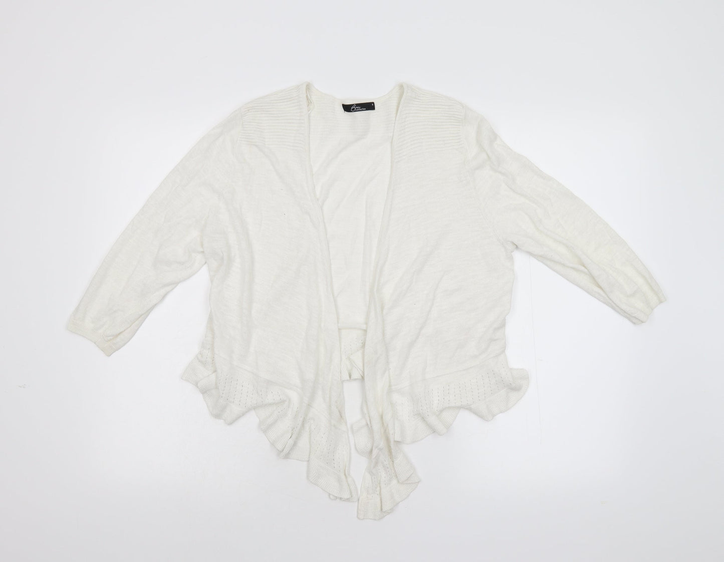 BM Collection Womens Ivory  Knit Cardigan Jumper Size M