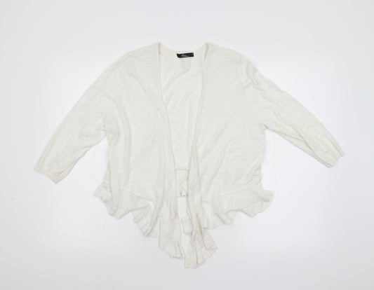 BM Collection Womens Ivory  Knit Cardigan Jumper Size M