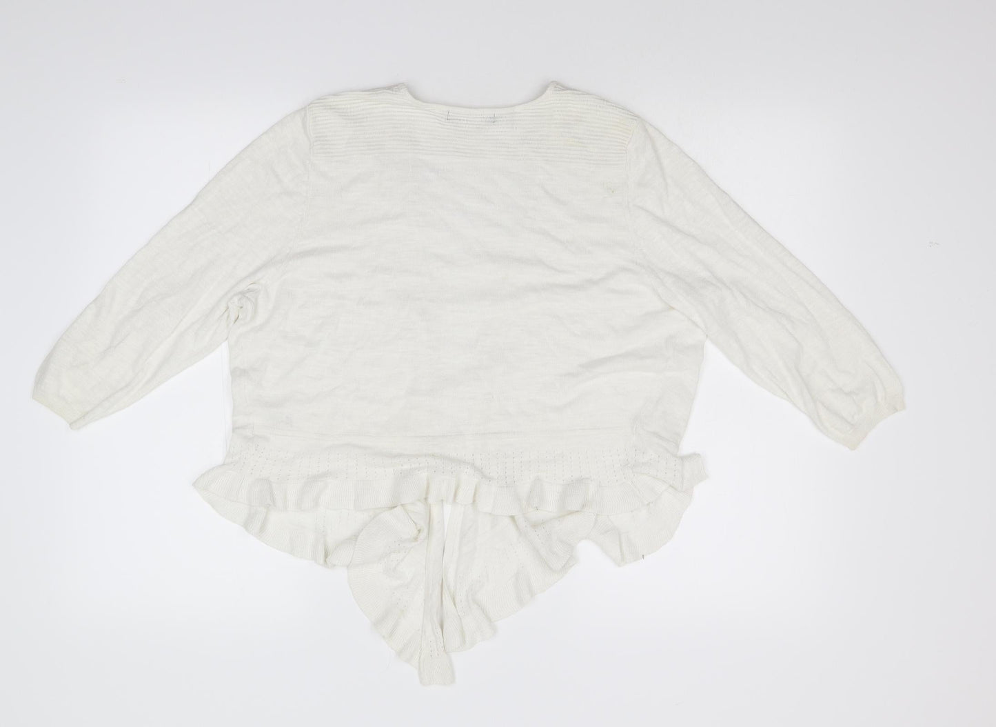 BM Collection Womens Ivory  Knit Cardigan Jumper Size M