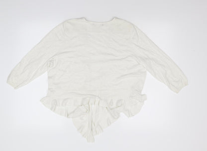 BM Collection Womens Ivory  Knit Cardigan Jumper Size M