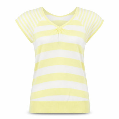 Tu Womens Yellow Striped Knit Pullover Jumper Size 14