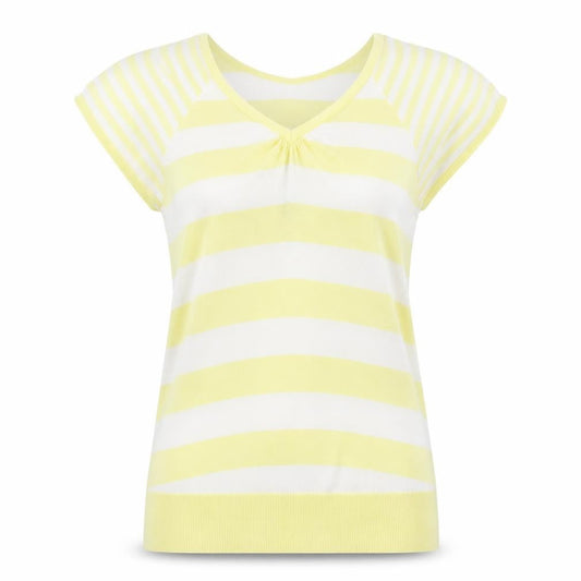 TU Womens Yellow Striped Knit Pullover Jumper Size 14