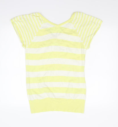 TU Womens Yellow Striped Knit Pullover Jumper Size 14