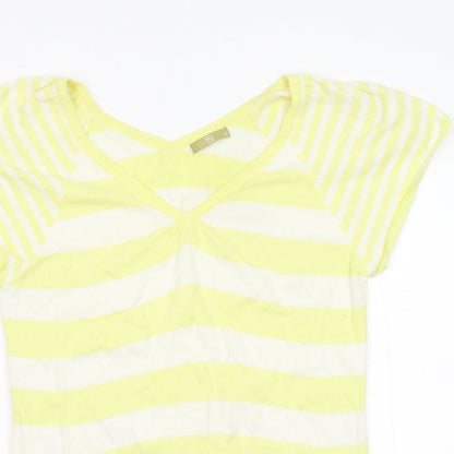 TU Womens Yellow Striped Knit Pullover Jumper Size 14