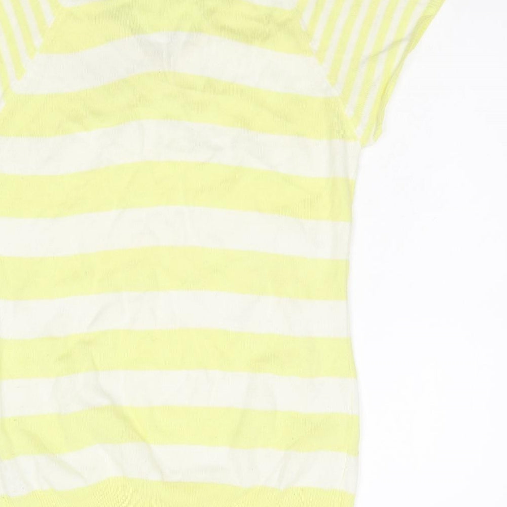 TU Womens Yellow Striped Knit Pullover Jumper Size 14
