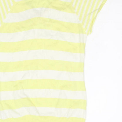TU Womens Yellow Striped Knit Pullover Jumper Size 14
