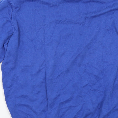 Isac Mens Blue  Knit Pullover Jumper Size M