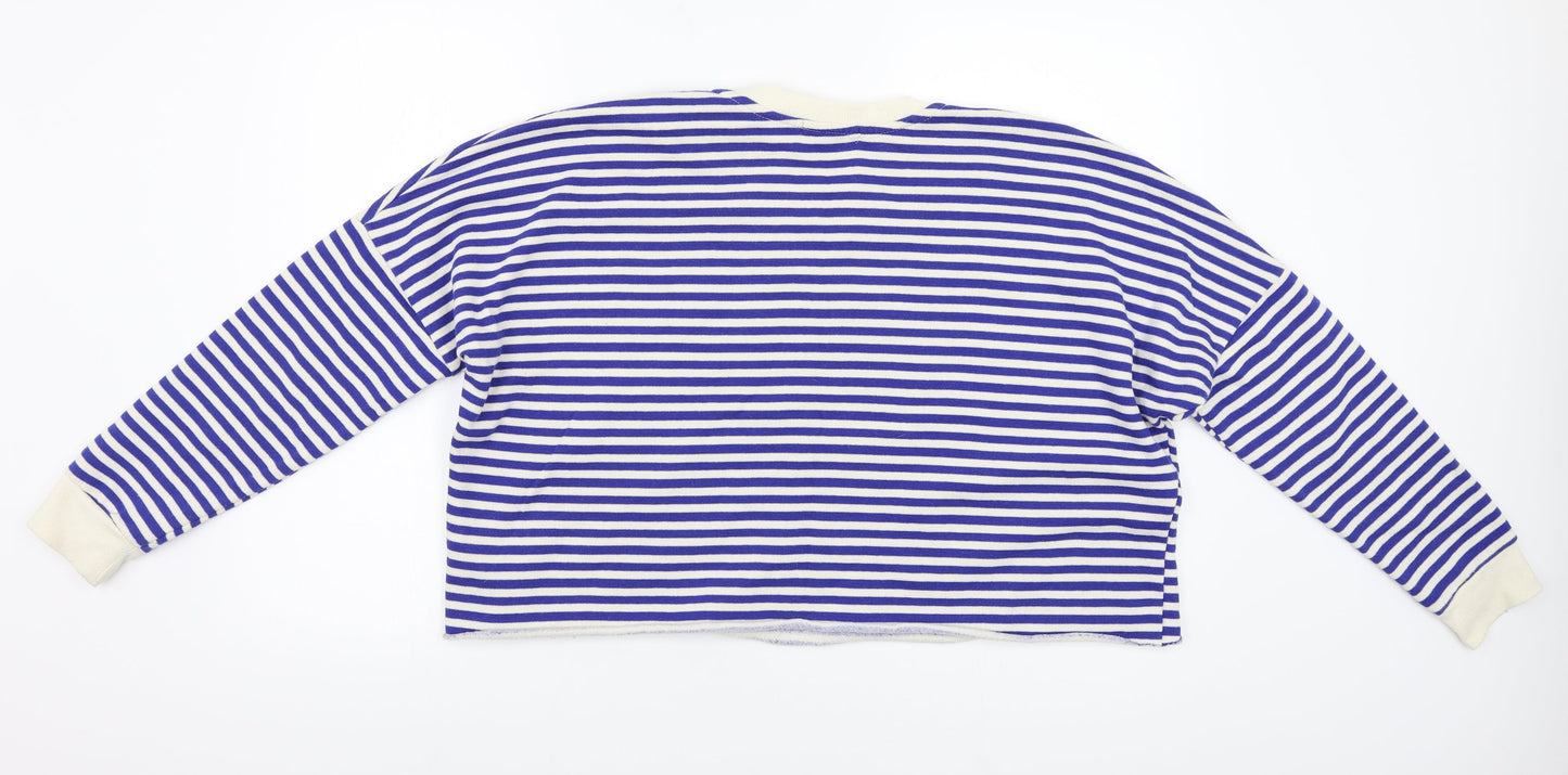 Primark Womens Blue Striped  Pullover Sweatshirt Size 14  - Bonjour