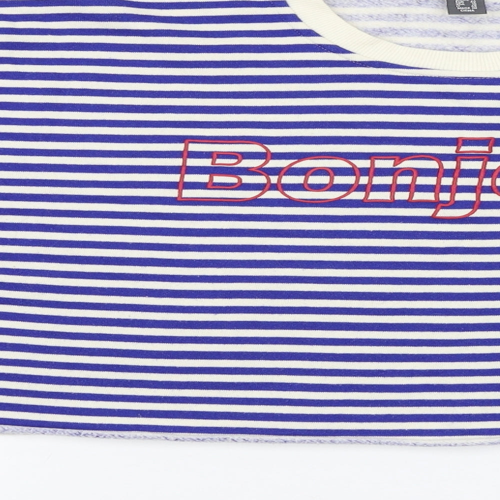 Primark Womens Blue Striped  Pullover Sweatshirt Size 14  - Bonjour