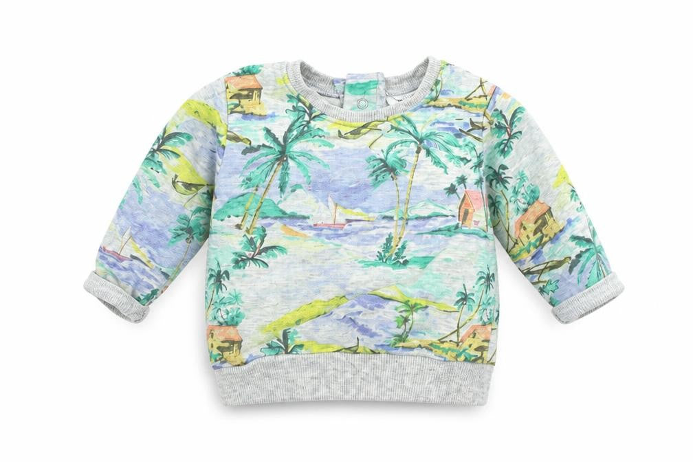 Front view of Next Grey jumper, size 0-3, Months