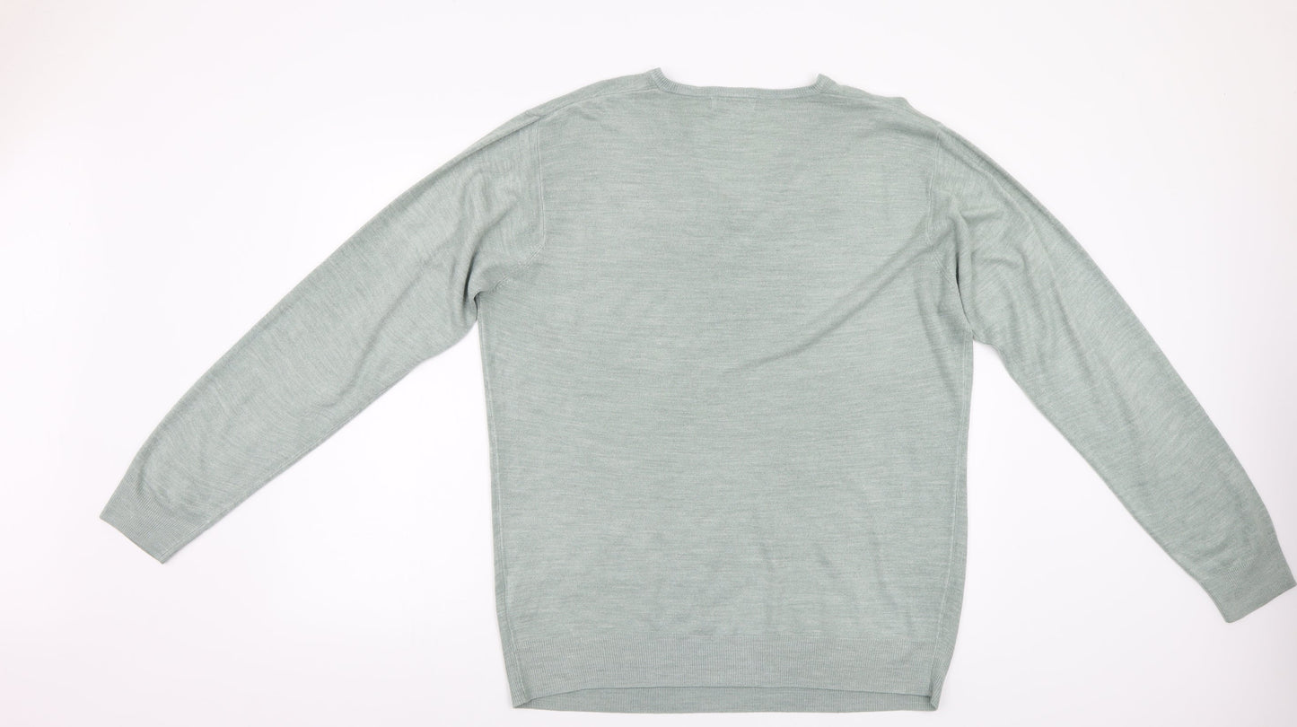 Greenwoods Mens Green  Knit Pullover Jumper Size XL