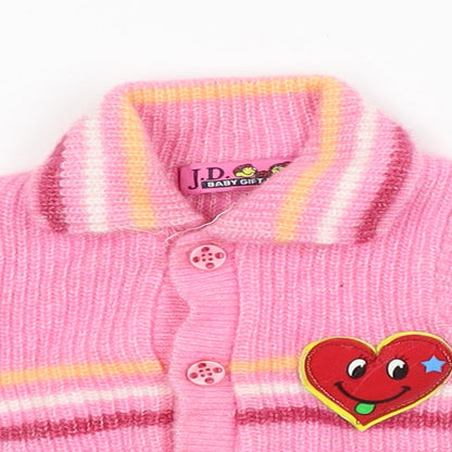 J.D. Baby gift set Girls Pink Striped Knit Cardigan Jumper One Size
