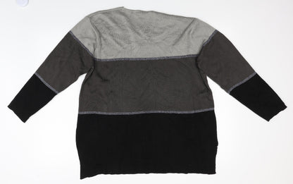 Carolyn Taylor Mens Grey Striped  Pullover Jumper Size L