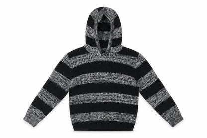 Tu Girls Black Striped  Pullover Hoodie Size 7 Years