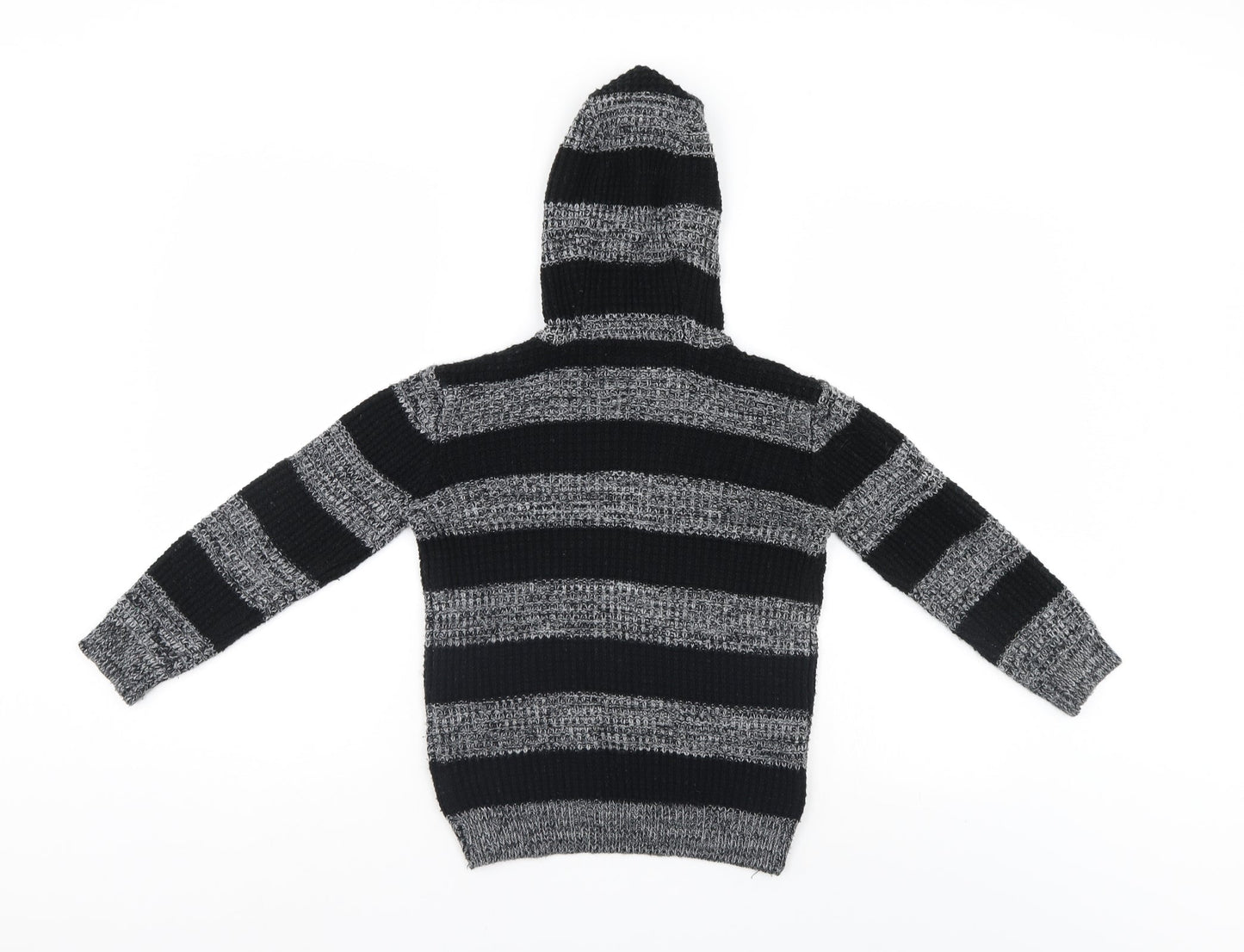 TU Girls Black Striped  Pullover Hoodie Size 7 Years