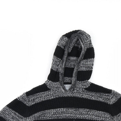 TU Girls Black Striped  Pullover Hoodie Size 7 Years