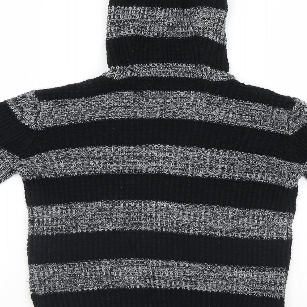 TU Girls Black Striped  Pullover Hoodie Size 7 Years