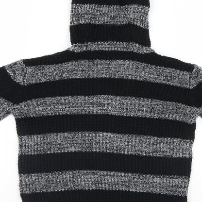 TU Girls Black Striped  Pullover Hoodie Size 7 Years