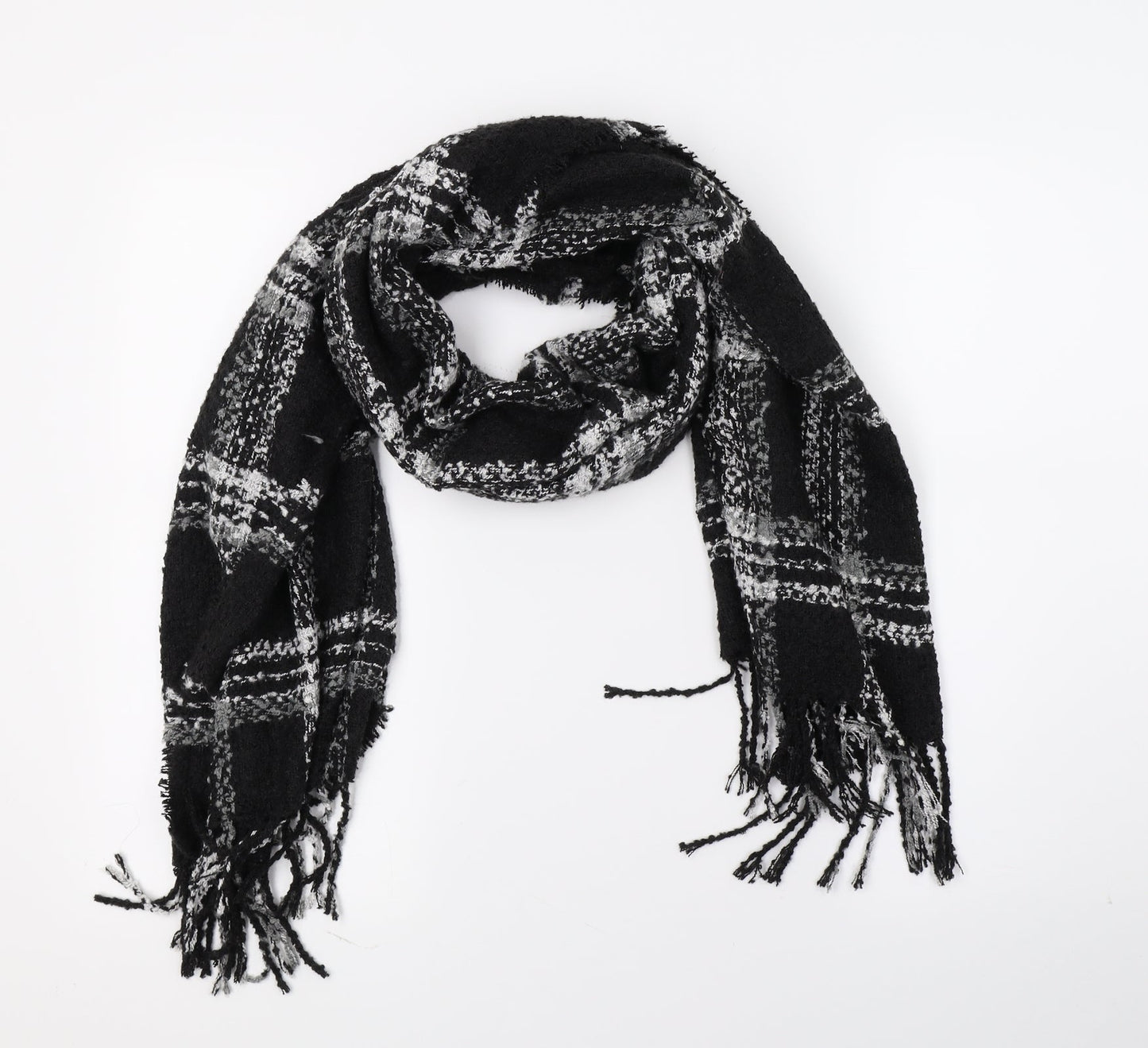Atmosphere Womens Black Striped Knit  Scarf