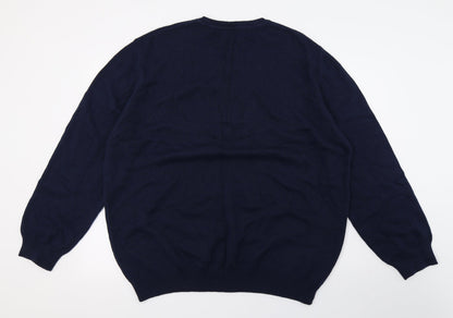 Lincoln Mens Blue  Knit Pullover Jumper Size 2XL