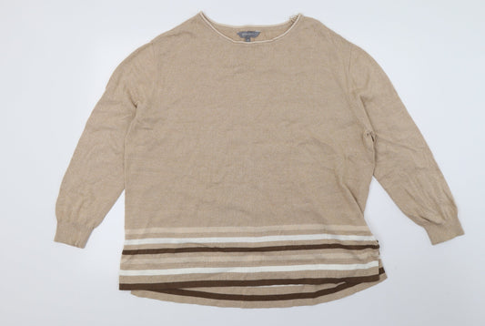 Principles Womens Beige Striped Knit Pullover Jumper Size 18