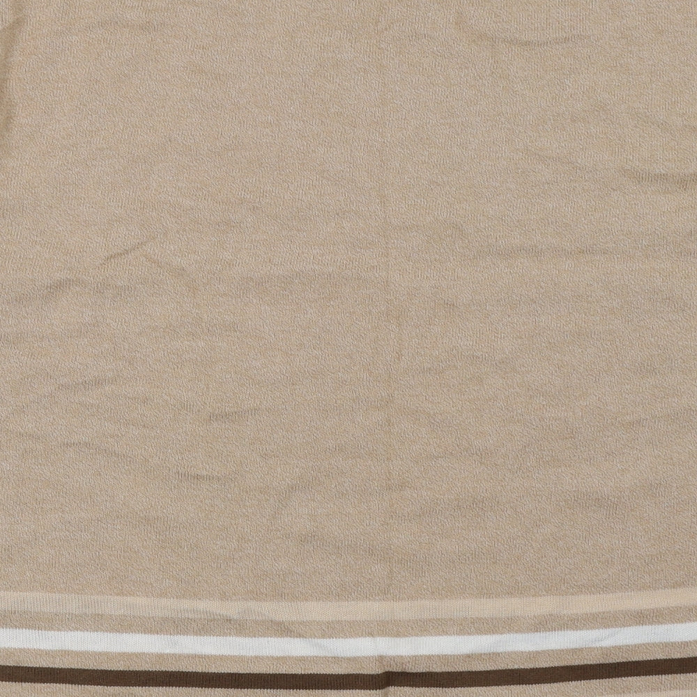 Brand and care label for Principles women’s beige striped knit jumper, size UK 18