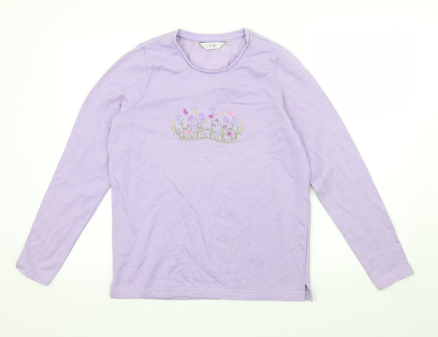 EWM Womens Purple  Knit Pullover Jumper Size S  - flowers