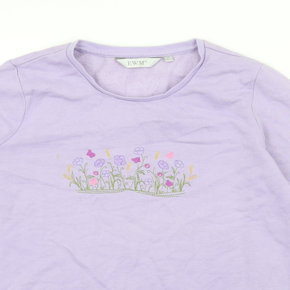 EWM Womens Purple  Knit Pullover Jumper Size S  - flowers
