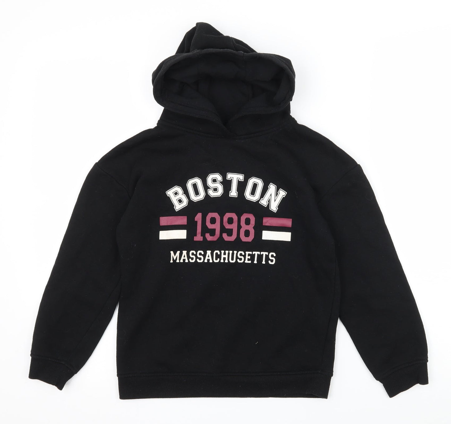 Primark Girls Black  Jersey Pullover Hoodie Size 9-10 Years  - Boston