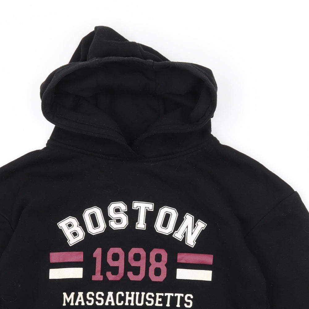 Primark Girls Black  Jersey Pullover Hoodie Size 9-10 Years  - Boston