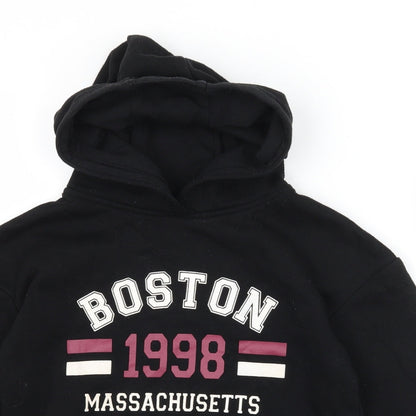 Primark Girls Black  Jersey Pullover Hoodie Size 9-10 Years  - Boston