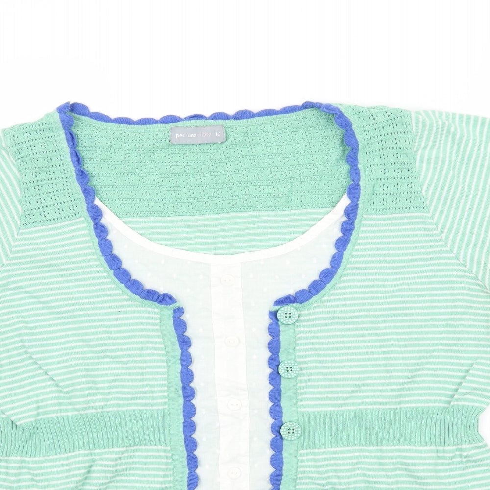Womens UK Size 16 Per Una Green Basic Blouse
