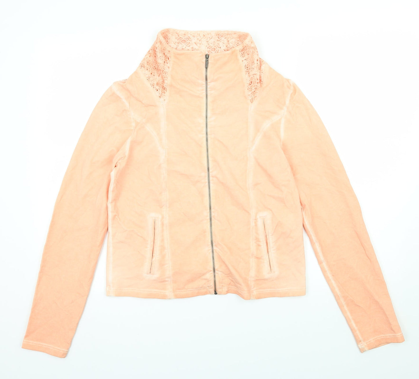 Yest Womens Orange  Jersey Full Zip Sweatshirt Size 10  - lace detail on back