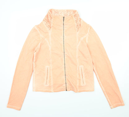 Yest Womens Orange  Jersey Full Zip Sweatshirt Size 10  - lace detail on back