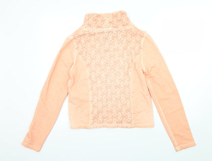 Yest Womens Orange  Jersey Full Zip Sweatshirt Size 10  - lace detail on back