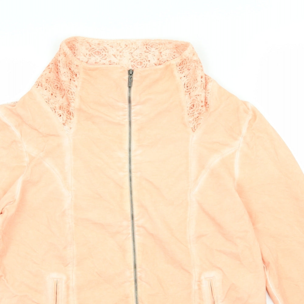 Yest Womens Orange  Jersey Full Zip Sweatshirt Size 10  - lace detail on back