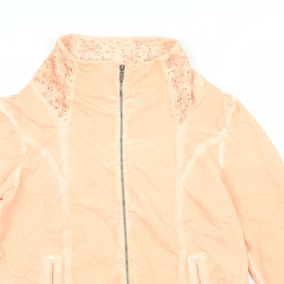 Yest Womens Orange  Jersey Full Zip Sweatshirt Size 10  - lace detail on back