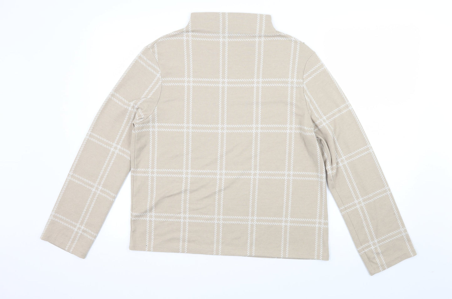 M&S Womens Beige Check  Basic T-Shirt Size 12