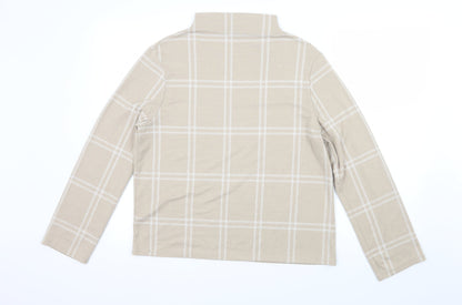 M&S Womens Beige Check  Basic T-Shirt Size 12