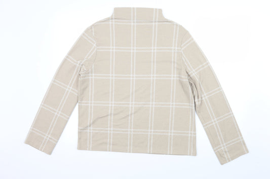 M&S Womens Beige Check  Basic T-Shirt Size 12